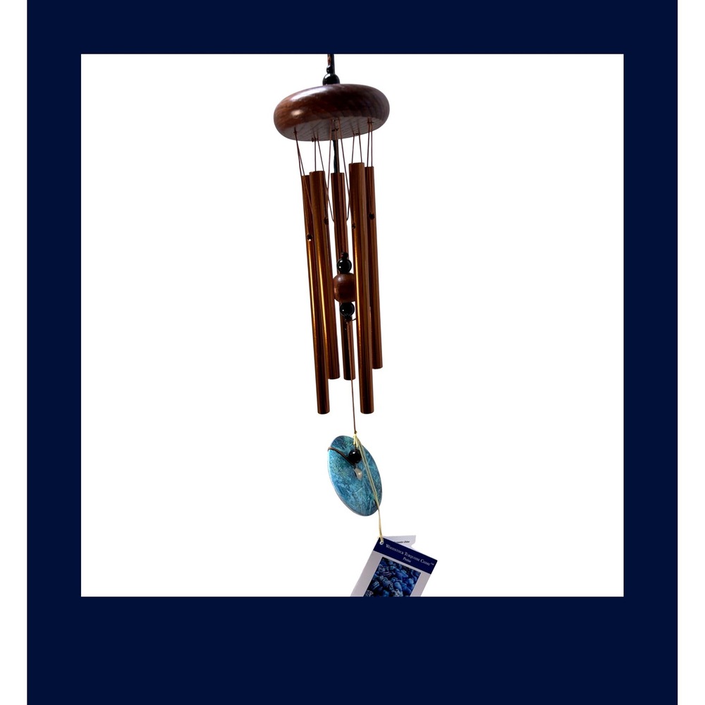 Woodstock Turquoise Chime Petite Bronze Tubes Wood Top Wind Chime WTBRN NEW